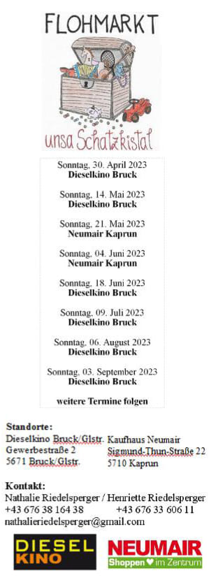 Flohmarkt unsa Schatzkistal beim Dieselkino Bruck a.d. Glstr.